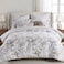Levtex Home Pisa Reversible FullQueen Comforter Set 90x94in with 2 Pillowcases 26x20in Floral Peacock Grey Taupe 100 Cotton FullQueen Size Comforter Set Soft PreWashed