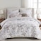 Levtex Home Pisa Reversible FullQueen Comforter Set 90x94in with 2 Pillowcases 26x20in Floral Peacock Grey Taupe 100 Cotton FullQueen Size Comforter Set Soft PreWashed