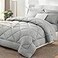 CozyLux Full Size Comforter Sets Light Grey 7 Pieces Bed in a Bag Full Luxury Soft Bed Set for All Seasons Bedding Set with Down Alternative Comforter Sheets Pillowcases Shams