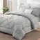 CozyLux Full Size Comforter Sets Light Grey 7 Pieces Bed in a Bag Full Luxury Soft Bed Set for All Seasons Bedding Set with Down Alternative Comforter Sheets Pillowcases Shams