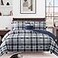 MaiRÃªve MaiRve Full Size Comforter Set Navy Blue Plaid Design Comforter Set 7 Pieces All Season Comfortable Bedding Sets Full Lightweight Soft and Warm Navy Blue Full
