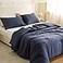 ROSGONIA King Size Comforter Set Navy Blue 3pcs 1 Blue Comforter 2 Pillowcases All Season Bedding Soft Lightweight Bedspread Blanket Quilt