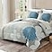 Yiran 7 Pieces Bed in a Bag Blue Floral Comforter Set Queen Size Flowers Comforter Set Soft Microfiber Bedding Set 1 Comforter 1 Flat Sheet 1 Fitted Sheet 2 Pillowshams 2 Pillowcases