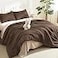 Litanika Brown Comforter Set Queen Size 3 Pieces Lightweight Solid Bedding Comforter Set All Season Fluffy Bed Set 90x90In Comforter 2 Pillowcases