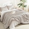 Litanika Linen Grey Comforter Set Full Size 3 Pieces Lightweight Solid Bedding Comforter Set All Season Fluffy Bed Set 79x90In Comforter 2 Pillowcases