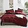 Luxlovery Dark Red Comforter Set Cal King Burgundy Bedding Set California King Women Wine Red Crimson Blanket Quilts Modern Solid Claret 3 Piece Marroon Bedding Comforter Set