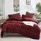 Luxlovery Dark Red Comforter Set Cal King Burgundy Bedding Set California King Women Wine Red Crimson Blanket Quilts Modern Solid Claret 3 Piece Marroon Bedding Comforter Set