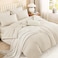 Litanika Bed in a Bag Queen Beige 7 Pieces Queen Comforter Set Bedding Comforter Sets Solid Fluffy Bed Set with Comforter Sheets Pillowcases Shams