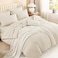 Litanika Bed in a Bag Queen Beige 7 Pieces Queen Comforter Set Bedding Comforter Sets Solid Fluffy Bed Set with Comforter Sheets Pillowcases Shams
