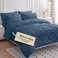 LANE LINEN Queen Comforter Set of 7 Piece Pintuck Stitch Design Bedding with 1 Comforter 1 Flat Sheet 1 Fitted Sheet 2 Pillowcases 2 Shams Soft Warm Cozy Bedding Collection Navy Blue
