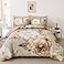 Dintszyayue Khaki Floral Comforter Set King Size 7 Pieces Bed in a Bag Elegant Flower Bedding Set for All Season with Flat Sheet Fitted Sheet Pillowcases Shams