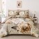 Dintszyayue Khaki Floral Comforter Set King Size 7 Pieces Bed in a Bag Elegant Flower Bedding Set for All Season with Flat Sheet Fitted Sheet Pillowcases Shams