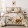 Dintszyayue Khaki Floral Comforter Set King Size 7 Pieces Bed in a Bag Elegant Flower Bedding Set for All Season with Flat Sheet Fitted Sheet Pillowcases Shams
