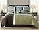 Chezmoi Collection 7Piece Quilted Patchwork Comforter Set Coffee BrownAqua BlueSage Green King