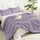Litanika Grayish Lavender Purple Comforter Set King Size 3 Pieces Lightweight Solid Bedding Comforter Set All Season Fluffy Bed Set 104x90In Comforter 2 Pillowcases