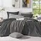 Monbix Queen Comforter Set 7 Pieces Cationic Dyeing Dark Grey Bed in a Bag Queen Bedding Sets with Comforter Sheets Pillowcases Shams Reversible Bedding Comforters Sets