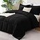 CozyLux Queen Comforter Set Black 270GSM 3 Pieces Box Stitched Comforters Queen Size Soft Bed Set for All Seasons Lightweight Bedding Sets with 1 Down Alternative Comforter and 2 Pillow Shams