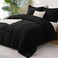 CozyLux Queen Comforter Set Black 270GSM 3 Pieces Box Stitched Comforters Queen Size Soft Bed Set for All Seasons Lightweight Bedding Sets with 1 Down Alternative Comforter and 2 Pillow Shams