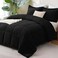 CozyLux Queen Comforter Set Black 270GSM 3 Pieces Box Stitched Comforters Queen Size Soft Bed Set for All Seasons Lightweight Bedding Sets with 1 Down Alternative Comforter and 2 Pillow Shams