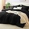 CozyLux Queen Comforter Set Black 7 Pieces Bed in a Bag Queen Comforter Set with Sheets Soft Bedding Sets with Down Alternative Comforter Sheets Pillowcases Shams Bed Set Gift for All Seasons