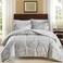 AIKASY Bed in a Bag 6 Pieces Twin Size Floral Print Soft Microfiber Reversible Bed Comforter Set 1 Comforter 2 Pillow Shams 1 Flat Sheet 1 Fitted Sheet 1 PillowcasesGrey Twin