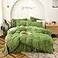 Gusuhome Shaggy Faux Fur Comforter Set FullQueen Size Green Plush Fuzzy Bedding Set Ultra Soft Fluffy Microfiber Comforter 3 Pieces 1 Plush Furry Comforter 2 Pillowcases
