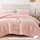 Smoofy Fluffy Queen Size Comforter Set 3 Pieces Blush Pink Fleece Fluffy Comforter Set Luxury Fuzzy Queen Bedding Soft Warm Queen Bed Set All Season Heavy Faux Fur Comforter with 2 Pillow Cases