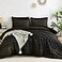 WONGS BEDDING Queen Comforter Set 7 Pieces Boho Black Gold Geometric Striped Comforter for Queen Bed in a Bag Soft Microfiber Bedding Set with Pillowcases Flat Sheet Fitted Sheet Pillow Shams