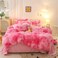 chovy Faux Fur Plush TieDyed Pink Comforter Sets TwinFull Size Ultra Soft Shaggy Flannel Velvet Fluffy Fuzzy 3PC Bedding Set Comforter x 1 Pillowcases x 2