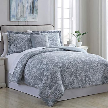 Modern Threads Olivia 8Piece Printed Reversible Bed in a Bag Silver Blue Full