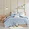 Intelligent Design Cotton Comforter Set Jacquard Tufts Pompom Design All Season Bedding Matching Shams Decorative Pillows FullQueen 88 in x 92 in Blue 7 Piece
