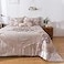 Tache Home Tache Satin Silky Lustrous Floral Lace Ruffle Sweet Victorian Royal Glam Champagne Beige Down Alternative 6pc Comforter Set California King