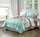 Grand Linen 3 Piece Queen Size Comforter Set in Turquoise Blue Orange and White in Geometric Art Pleated Design All Season Down Alternative Lightweight Comforter with Shams Perfect for Any Bed
