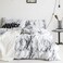 Wake In Cloud Marble Comforter Set Neutral Modern Aesthetic for Men Women Soft Lightweight Bedding 3 Pieces Black White King Size