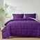 HIG 3pc Down Alternative Comforter Set All Season Reversible Comforter with Two Shams Quilted Duvet Insert with Corner Tabs Box Stitched Super Soft Fluffy FullQueen Purple