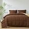 HIG 3pc Down Alternative Comforter Set All Season Reversible Comforter with Sham Quilted Duvet Insert with Corner Tabs Box Stitched Super Soft Fluffy TwinTwin XL Chocolate