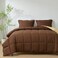 HIG 3pc Down Alternative Comforter Set All Season Reversible Comforter with Sham Quilted Duvet Insert with Corner Tabs Box Stitched Super Soft Fluffy TwinTwin XL Chocolate