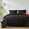 HIG 3pc Down Alternative Comforter Set All Season Reversible Comforter with Two Shams Quilted Duvet Insert with Corner Tabs Box Stitched Super Soft Fluffy KingCal King Black