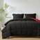 HIG 3pc Down Alternative Comforter Set All Season Reversible Comforter with Two Shams Quilted Duvet Insert with Corner Tabs Box Stitched Super Soft Fluffy KingCal King Black