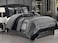 Grand Linen 7Piece Cal King Chenille Comforter Set GreySilver Stripe