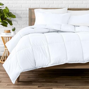 Bare Home Comforter Set Oversized Queen Size UltraSoft Goose Down Alternative Premium 1800 Series All Season Warmth Oversized Queen White