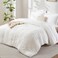 CozyLux King Size Comforter Set White 7 Pieces Seersucker Textured Luxury Bed in a Bag All Seasons Soft Bedding Sets with Down Alternative Comforter Sheets Pillowcases Shams Home Gift