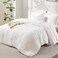 CozyLux King Size Comforter Set White 7 Pieces Seersucker Textured Luxury Bed in a Bag All Seasons Soft Bedding Sets with Down Alternative Comforter Sheets Pillowcases Shams Home Gift
