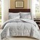 AIKASY Bed in a Bag 7 Pieces Queen Size Floral Print Soft Microfiber Reversible Bed Comforter Set 1 Comforter 2 Pillow Shams 1 Flat Sheet 1 Fitted Sheet 2 PillowcasesGrey Queen