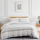 Southshore Fine Living Inc 3Piece King Size Comforter Set Down Alternative Grey Striped Comforter with Matching Shams Coverlet Bedspread for CaliforniaKing Bed Coastal Stripes Grey