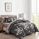 Flysheep 7 Pieces Bed in a Bag King Comforter Set with Sheets Dark Grey Floral Design Soft Microfiber Bedding Sets for All Season 1 Comforter 2 Pillow Shams 1 Flat Sheet 1 Fitted Sheet 2 Pillowcases