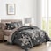 Flysheep 7 Pieces Bed in a Bag King Comforter Set with Sheets Dark Grey Floral Design Soft Microfiber Bedding Sets for All Season 1 Comforter 2 Pillow Shams 1 Flat Sheet 1 Fitted Sheet 2 Pillowcases