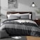 Andency Queen Comforter Set Black3 Pieces Black White Gray Patchwork Striped Comforter 90x90 Inch Soft Down Alternative Queen Comforter Bedding Sets with Corner Loops