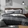 Andency Queen Comforter Set Black3 Pieces Black White Gray Patchwork Striped Comforter 90x90 Inch Soft Down Alternative Queen Comforter Bedding Sets with Corner Loops