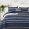 WONGS BEDDING Navy Blue Comforter Set KingReversible Boho Triangle Down Alternative Comforter Set for King Bed 3 Pieces 1 Comforter 2 Pillowcases Soft Microfiber Duvet Insert 104x 90
